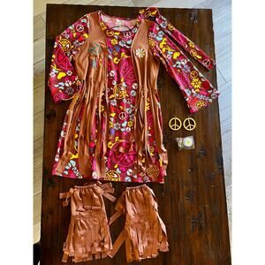 Hippie Costume 70's Dress Groovy Retro 60's Outfit Fringe Girls Large